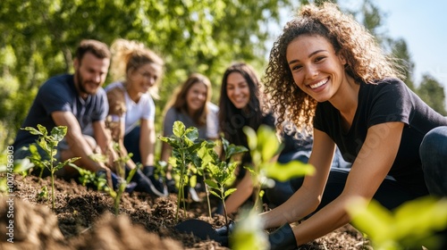 Volunteers Planting Trees in Community Effort