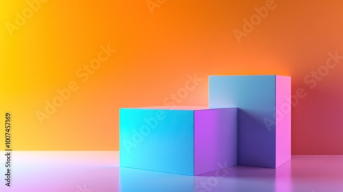 Abstract 3D Render of Colored Cubes