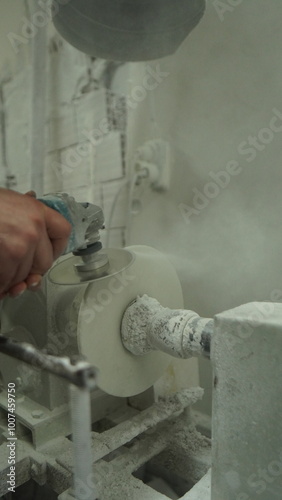 Marble Polishing on Rotating Machine for Smooth Finish