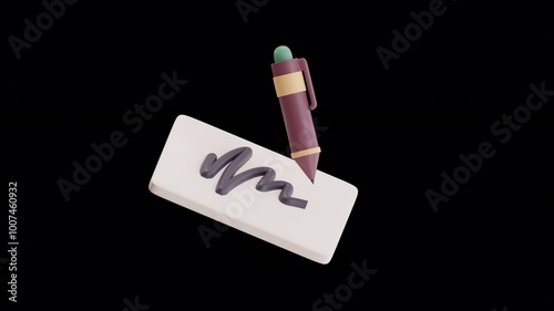 Signature Marker on a Whiteboard 3D Icon Animation