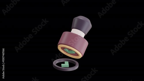 Office Stamp with Seal 3D Icon Animation