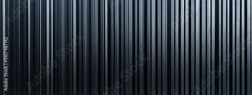  Corrugated black metal texture. Steel roof sheet. Siding panels for the wall. Iron building material for fence. Surface of a cargo container. 