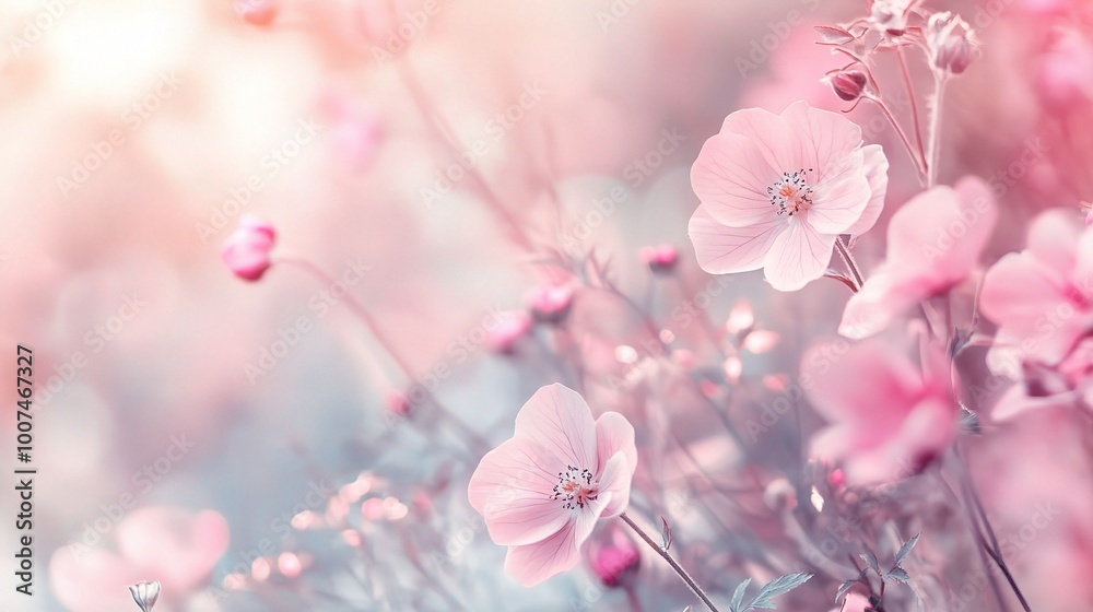 Soft Pink Flowers in Gentle Light Background Soft Pink Flowers in Gentle Light Background