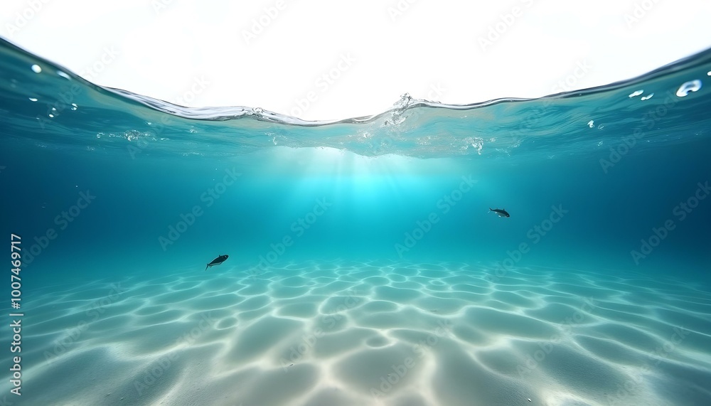 water wave underwater blue ocean swimming pool wide panorama background sandy sea bottom isolated white background water wave underwater blue ocean swimming pool wide panorama background sandy sea bottom isolated white background