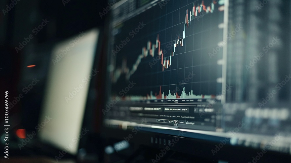 Close-up of a computer screen displaying a stock market graph Close-up of a computer screen displaying a stock market graph