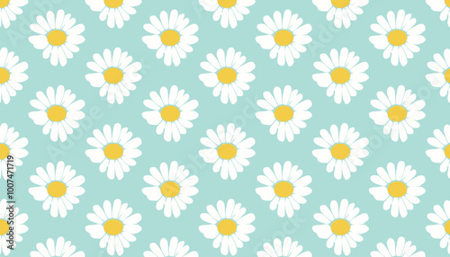 Seamless daisy flowers pattern. Abstract wildflowers on blue background. style for banners, wallpaper, posters, websites, online shopping.Vector illustration design.