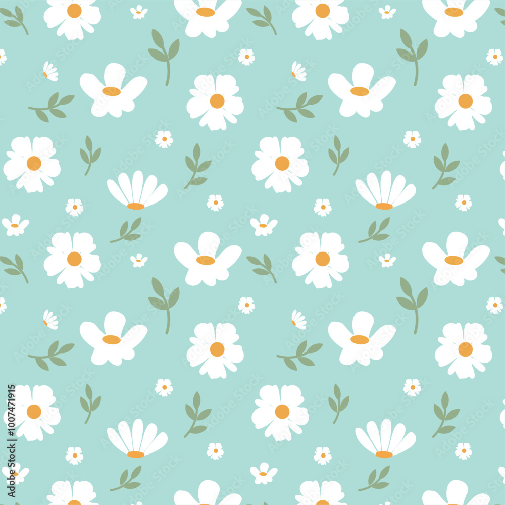 Seamless pattern of daisy Flower, vector botanical flower background. Seamless pattern of daisy Flower, vector botanical flower background.
