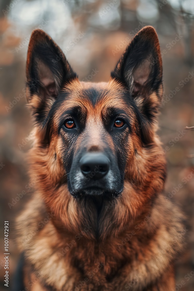 Close up portrait of a German Shepherd dog with a serious expression. Close up portrait of a German Shepherd dog with a serious expression.