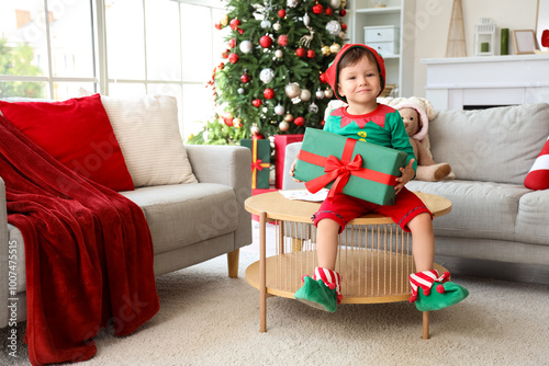 Cute little boy in elf cost...
