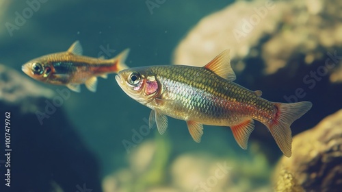 Two Fish Swimming Underwater