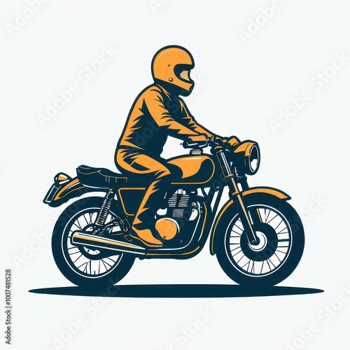 A vintage motorcycle rider in a helmet, showcasing a classic design and adventurous spirit.