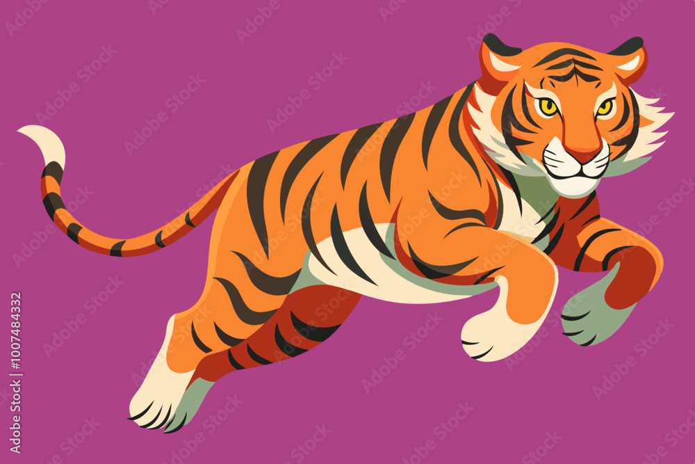 Obraz premium , Cute jumping tiger vector art illustration