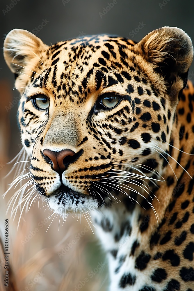Obraz premium Close up portrait of a majestic leopard with piercing gaze