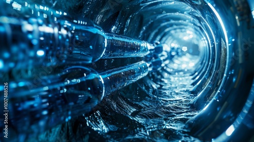 close-up of a nuclear fuel rod bundle inside a reactor core photo