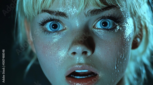 Vintage 1980s Horror Scream Queen - Dramatic Close-Up Expressions