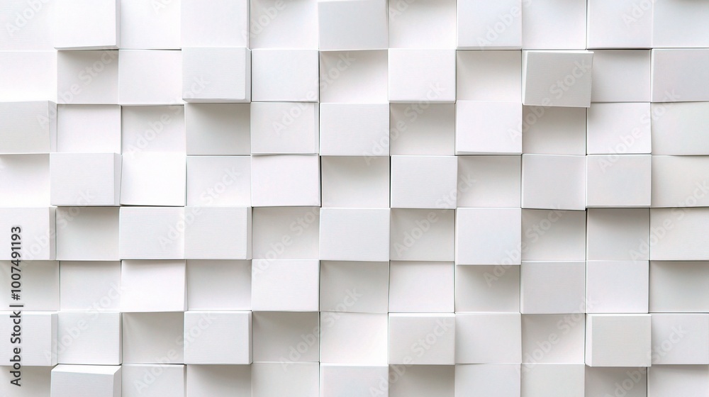 White 3D Square Pattern on Wall White 3D Square Pattern on Wall