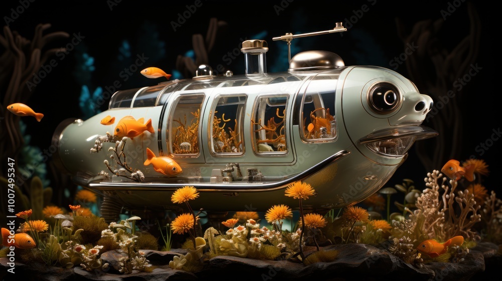 Underwater Exploration: A whimsical submarine Underwater Exploration: A whimsical submarine