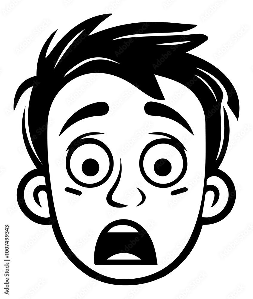 Surprised man png character line art, transparent background