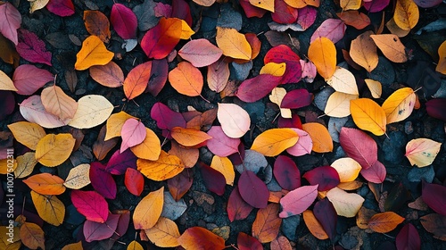 Vibrant Autumn Leaves on Ground in Natural Setting photo