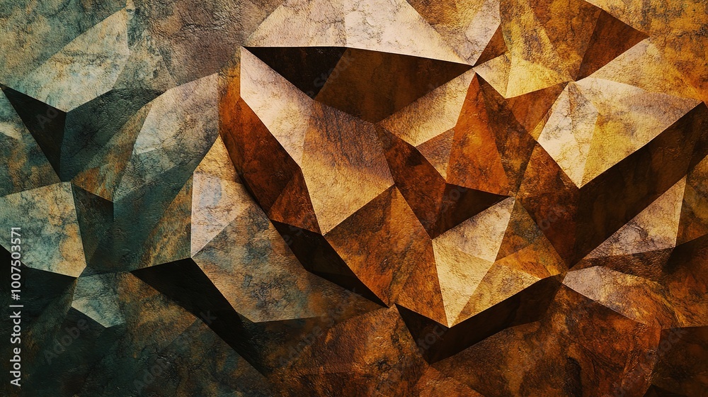 Abstract Geometric Landscape with Earthy Tones