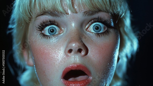 Vintage 1980s Horror Scream Queen - Dramatic Close-Up Expressions