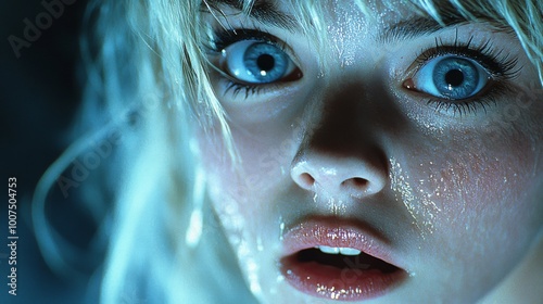 Vintage 1980s Horror Scream Queen - Dramatic Close-Up Expressions