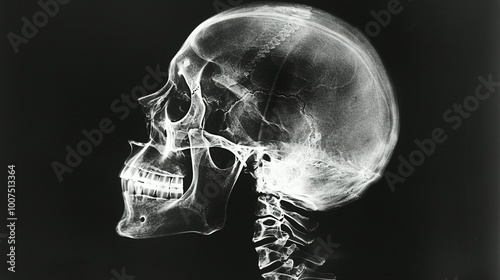 X-ray Image of a Human Skull and Neck photo