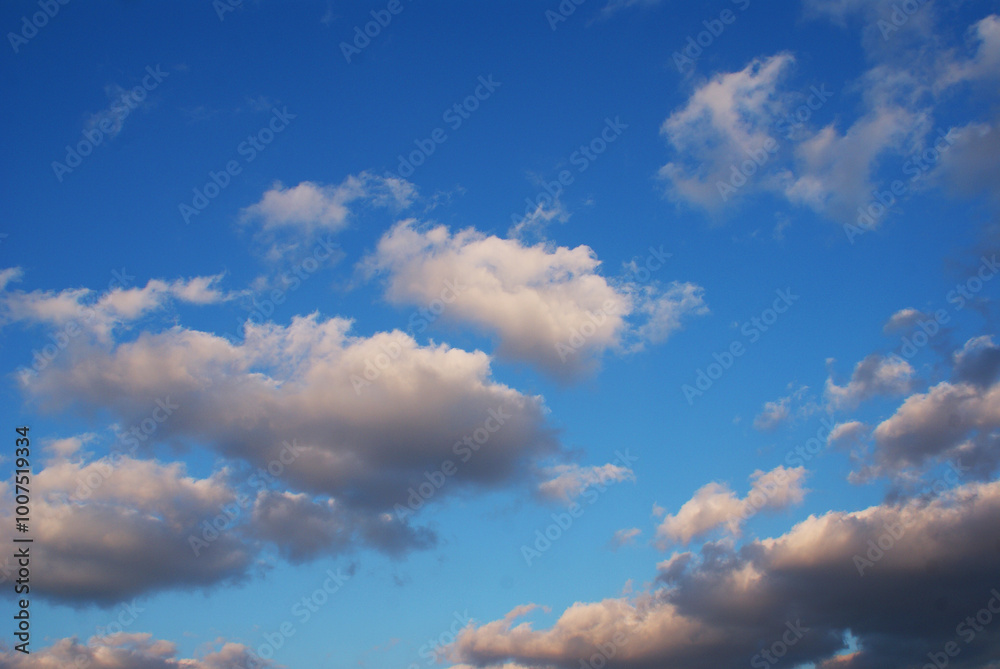 Obraz premium Blue sky with clouds, beautiful background, nature.