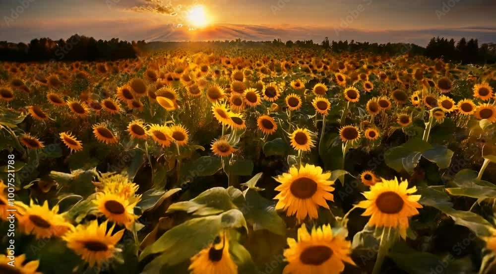 campo de girassóis no por do sol
