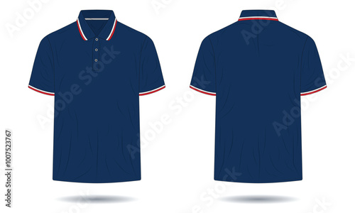 Modern navy blue striped polo shirt mockup