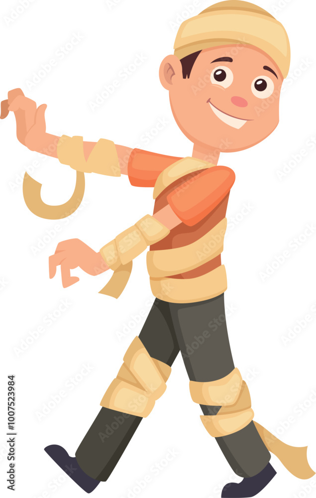 Happy kid in mummy costume. Kid halloween party Happy kid in mummy costume. Kid halloween party