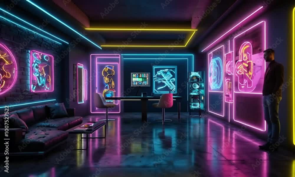 A room designed in neon colors 