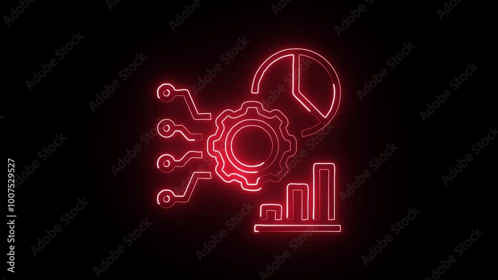 Glowing neon Management icon isolated on black background. HD Video motion graphic animation Glowing neon Management icon isolated on black background. HD Video motion graphic animation