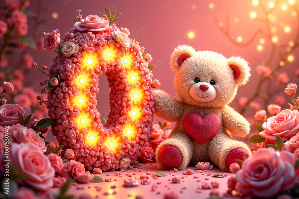 0th birthday card. Large pink number 0, surrounded by numerous pink roses and a single teddy bear holding up the cake. 0th birthday card. Large pink number 0, surrounded by numerous pink roses and a single teddy bear holding up the cake.