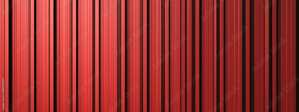 Red corrugated sheet metal. Roof texture background. Steel wall pattern. Container made of iron panels. Ribbed fence for the house used in construction. Red corrugated sheet metal. Roof texture background. Steel wall pattern. Container made of iron panels. Ribbed fence for the house used in construction.