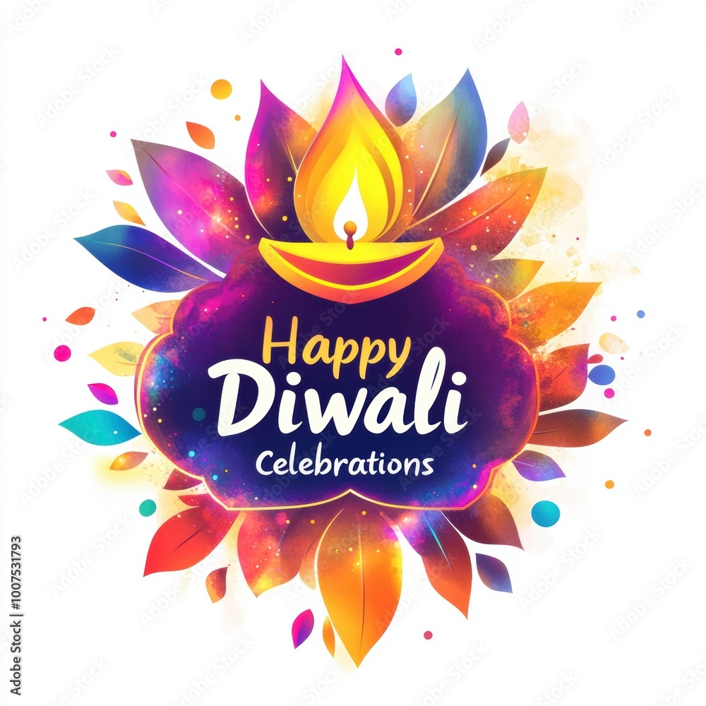 Happy Diwali celebrations with colorful diya and lights
