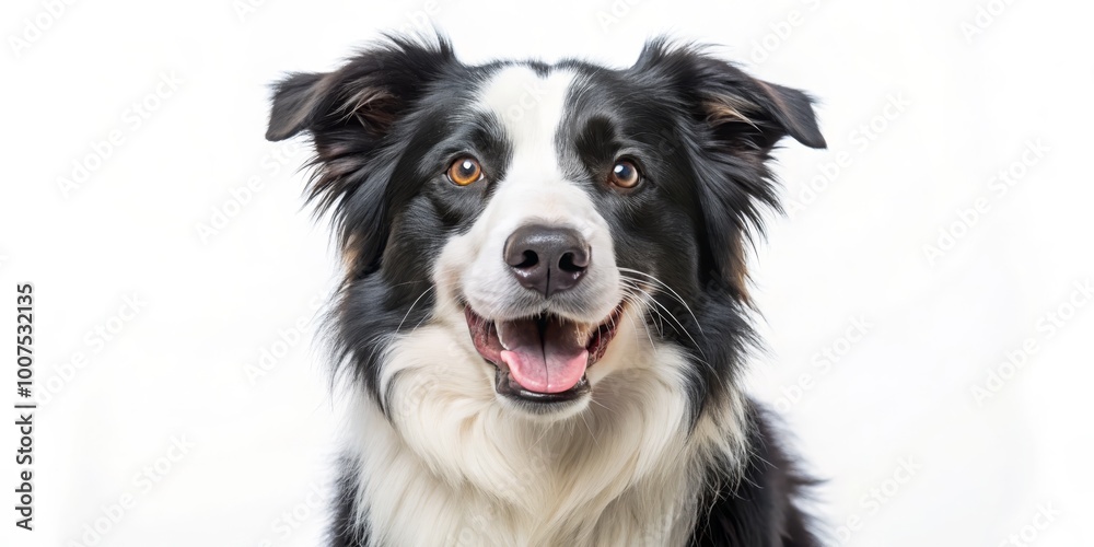 Smiling Border Collie Portrait, Close Up, Happy Dog, White Background, Border Collie, Dog Portrait Smiling Border Collie Portrait, Close Up, Happy Dog, White Background, Border Collie, Dog Portrait