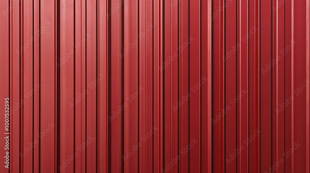 Red corrugated sheet metal. Roof texture background. Steel wall pattern. Container made of iron panels. Ribbed fence for the house used in construction. Red corrugated sheet metal. Roof texture background. Steel wall pattern. Container made of iron panels. Ribbed fence for the house used in construction.