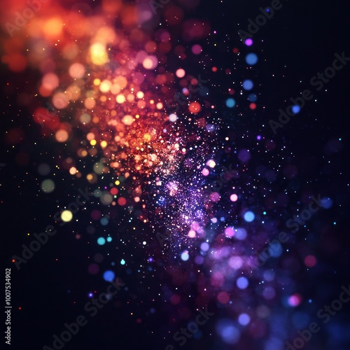 A beautiful abstract background featuring a swirling pattern of colorful bokeh lights on a black backdrop.