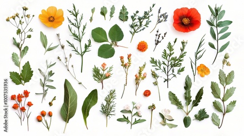 Wallpaper Mural Colorful Assortment of Botanical Elements for Design Torontodigital.ca