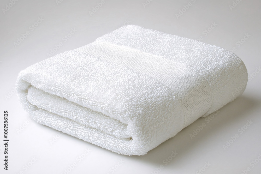 Soft White Terry Cloth Towel Folded on White Background Soft White Terry Cloth Towel Folded on White Background