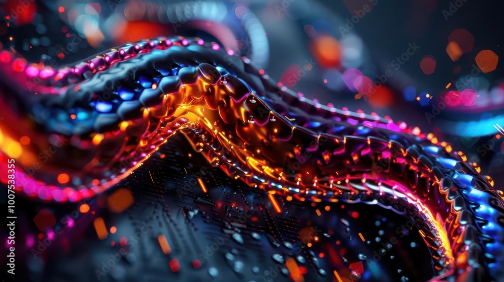 Obraz premium Digital illustration with futuristic designs, innovative and vibrant, Digital, Bright hues, Illustration, Creative expression