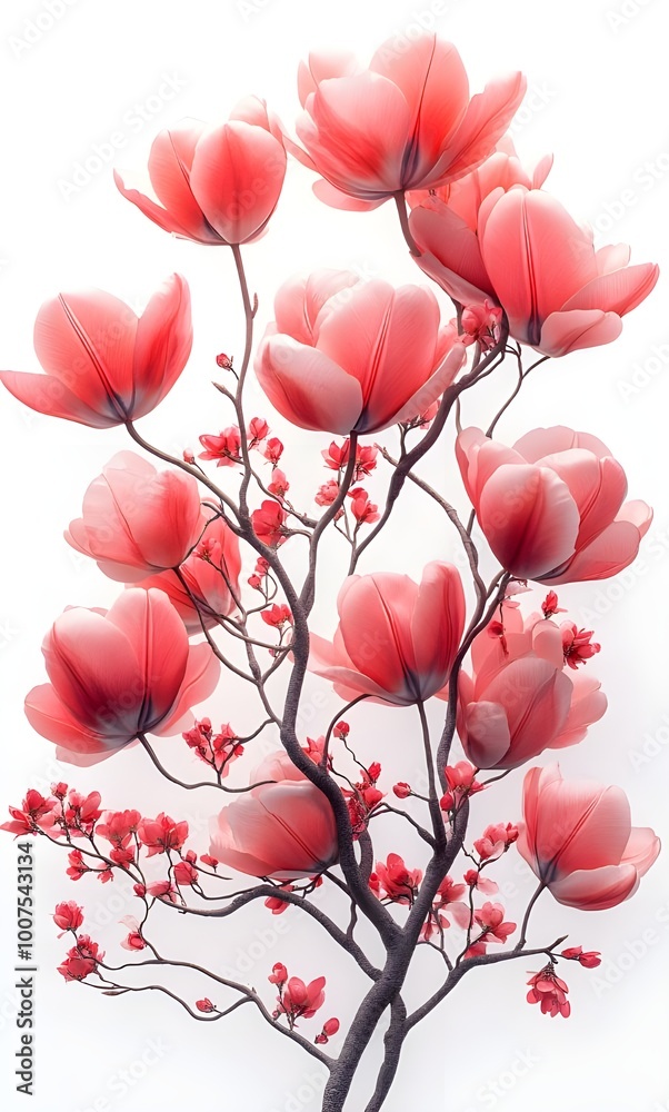 a pink flowers on a branch
a pink flowers on a branch