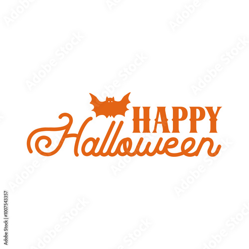 Halloween typography design on plain white transparent isolated background for card, shirt, hoodie, sweatshirt, apparel, card, tag, mug, icon, poster or badge, Happy Halloween