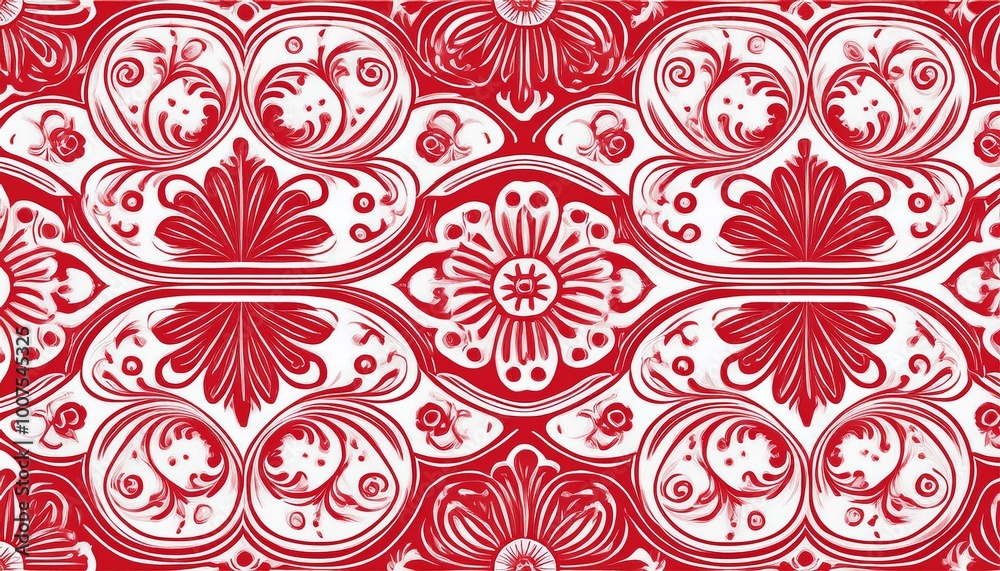 Seamless pattern in Dutch delft red and white traditional hand painted. Seamless pattern in Dutch delft red and white traditional hand painted.