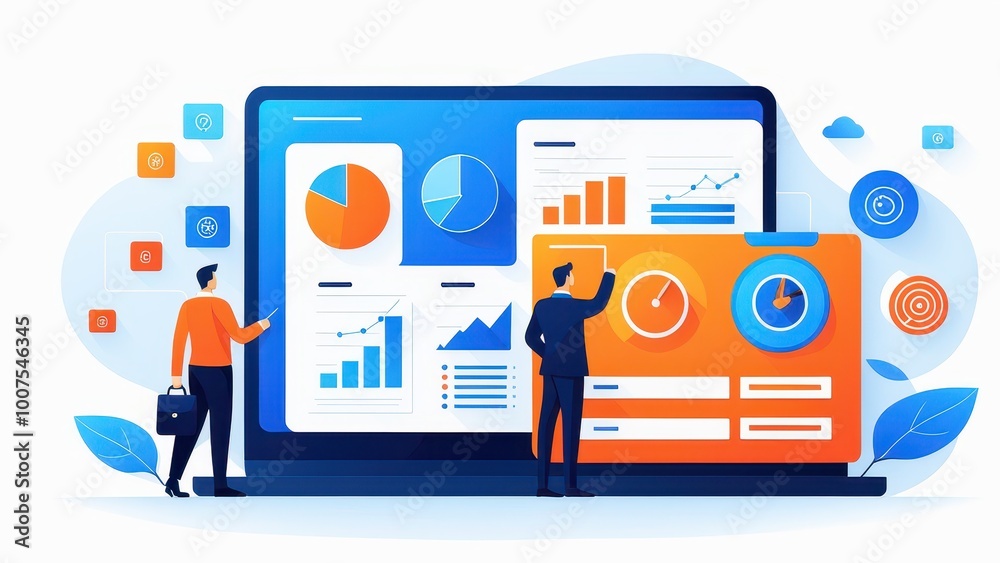 Digital dashboard displaying analytics with graphs and charts for business insights. Digital dashboard displaying analytics with graphs and charts for business insights.