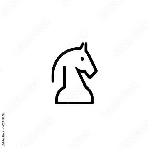 Minimalist vector icon of a knight chess piece, ideal for strategy or game-related applications.