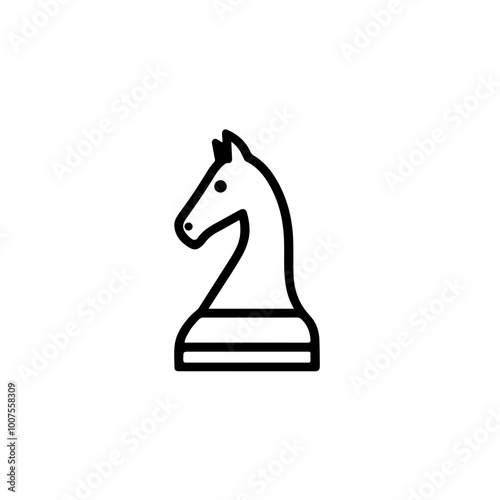 A clean vector design of a chess knight, representing strategic thinking and planning. Perfect for business, education, and leadership themes.