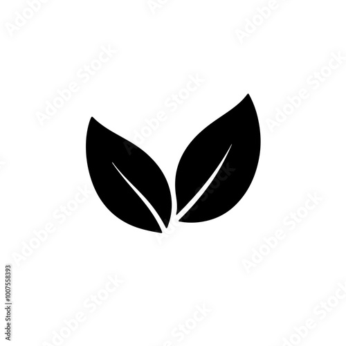 Minimalistic vector logo of two leaves, representing eco-friendly and organic concepts. Great for environmental brands and nature-related designs.