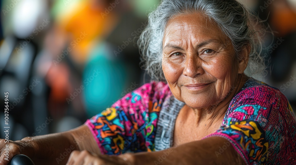 Smiling elderly woman with colorful traditional clothing Smiling elderly woman with colorful traditional clothing